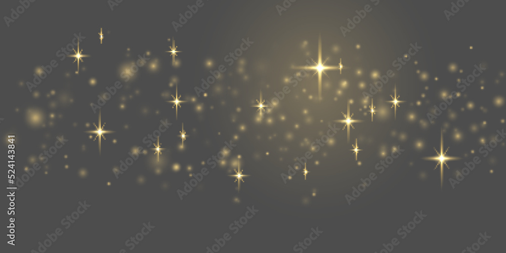 Fototapeta premium Blur sparks stars, gold dust, sparkle lights bokeh