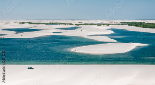 aerial view of the white sand dunes of Lencois Maranhenses