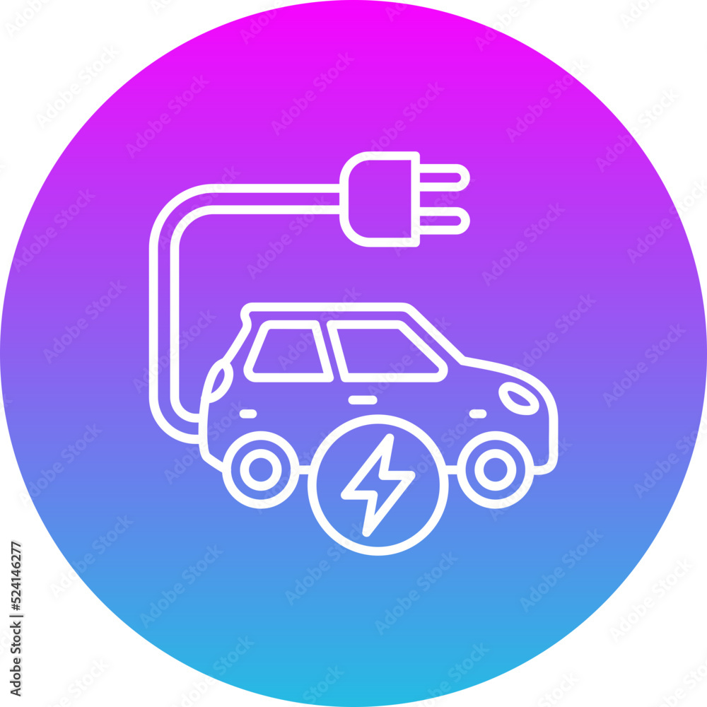 Electric Car Gradient Circle Line Inverted Icon Electric Car Gradient Circle Line Inverted Icon