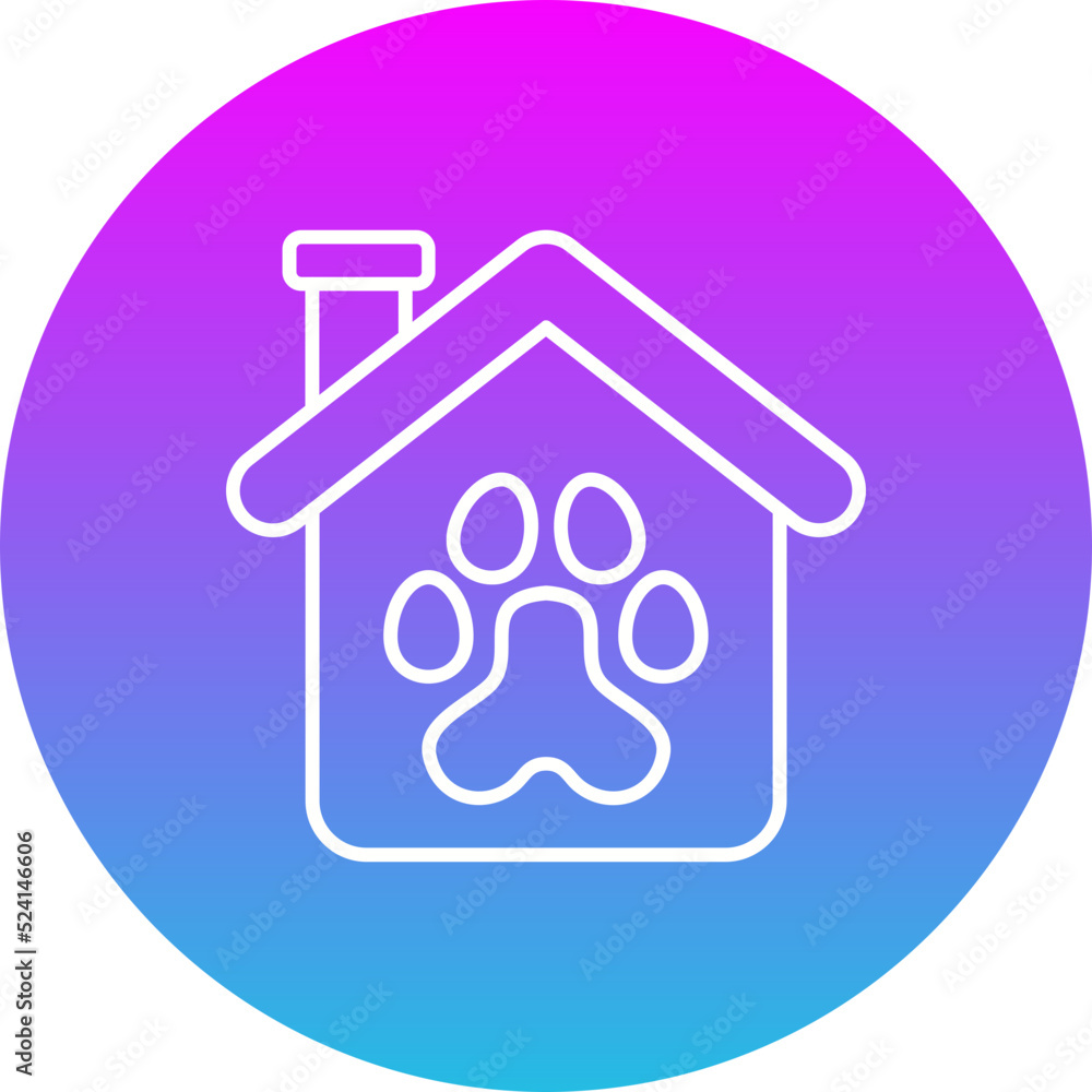 Pet House Gradient Circle Line Inverted Icon Pet House Gradient Circle Line Inverted Icon