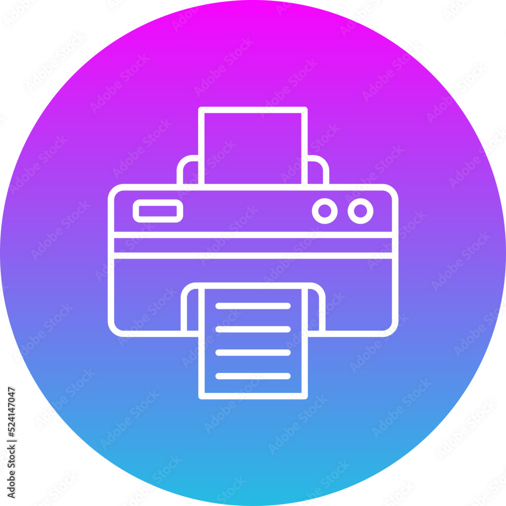 Printer Gradient Circle Line Inverted Icon Printer Gradient Circle Line Inverted Icon