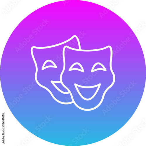 Theater Masks Gradient Circle Line Inverted Icon