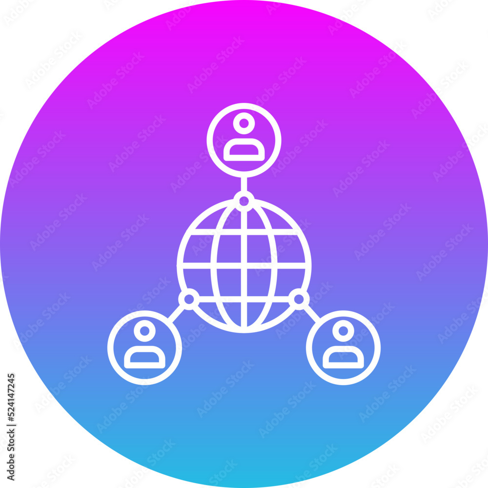Global Network Gradient Circle Line Inverted Icon