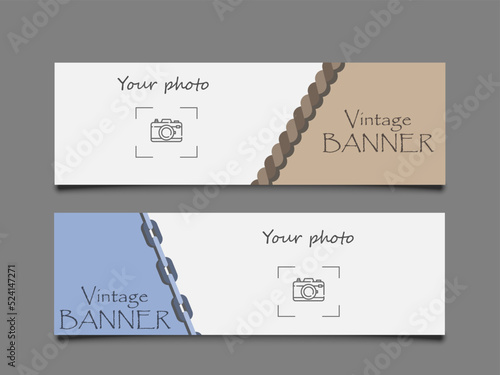 Rope set banner on the gray color background, copy space for text or image, website, media, poster cover marketing and business related concept