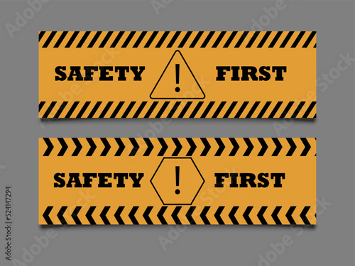 Safety banner on the gray color background, copy space for text or image, website, media, poster cover security and safe related concept