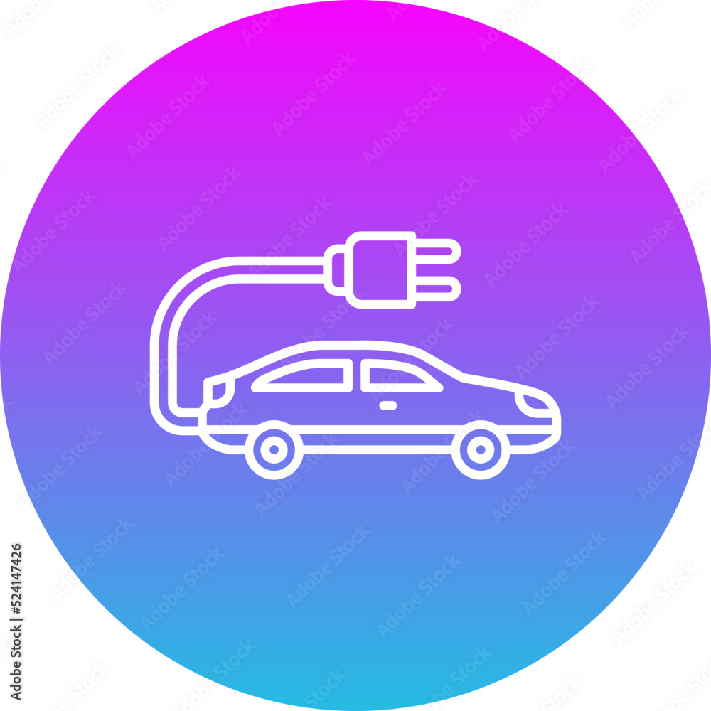Electric Car Gradient Circle Line Inverted Icon