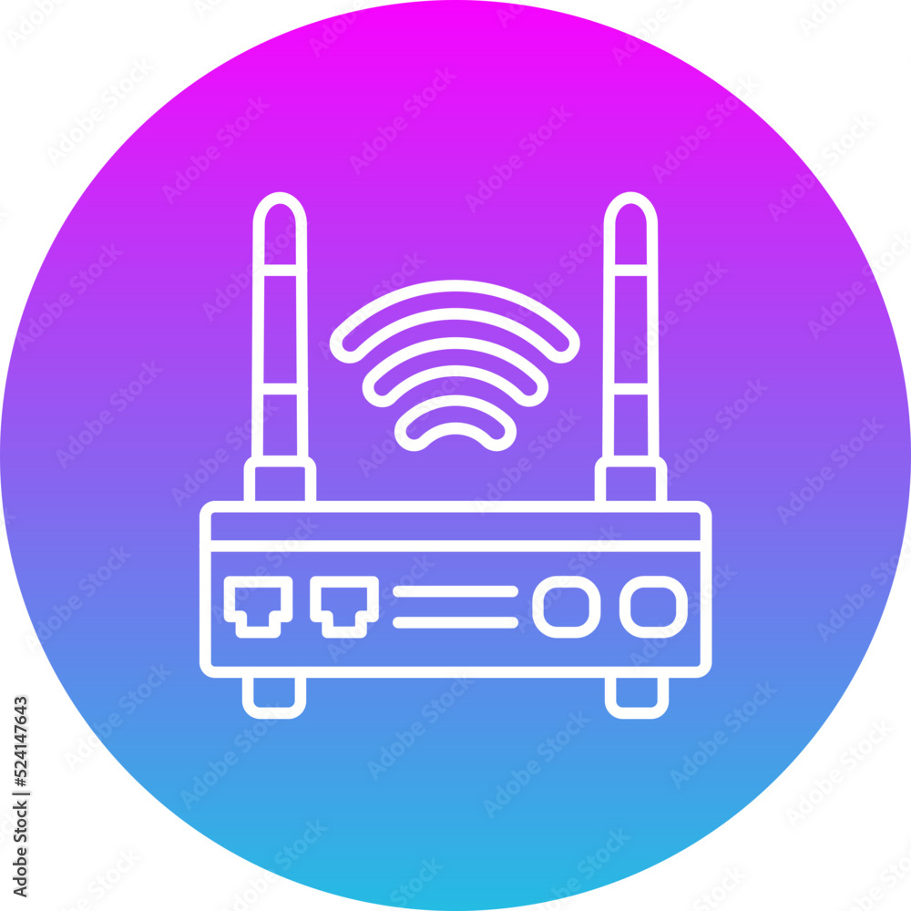 Wifi Router Gradient Circle Line Inverted Icon Wifi Router Gradient Circle Line Inverted Icon