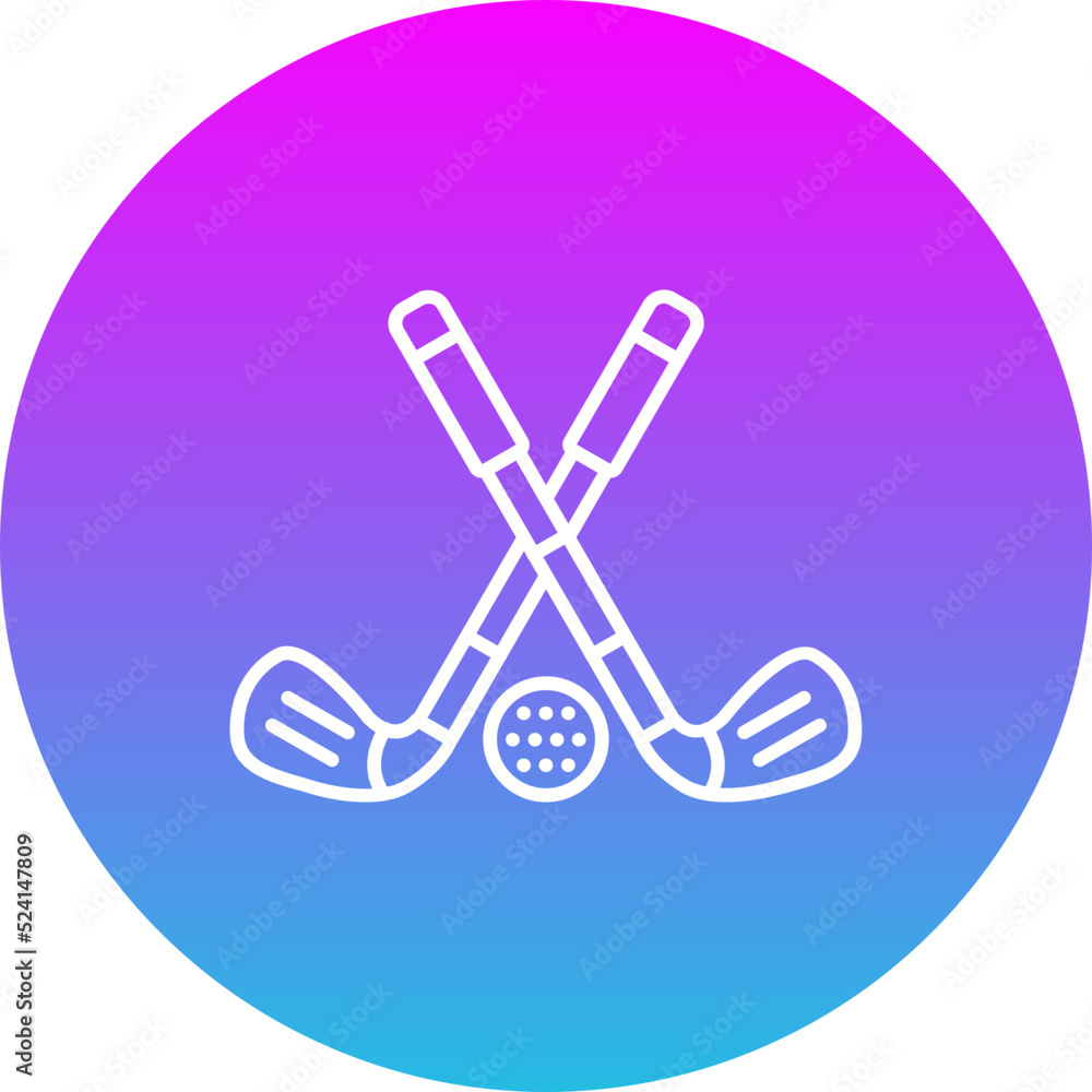 Golf Stick Gradient Circle Line Inverted Icon Golf Stick Gradient Circle Line Inverted Icon