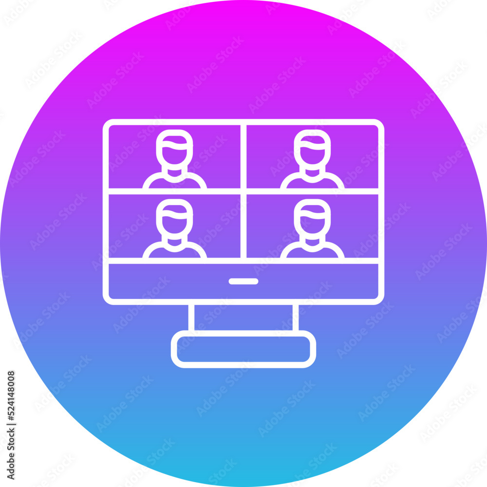 Online Meeting Gradient Circle Line Inverted Icon Online Meeting Gradient Circle Line Inverted Icon