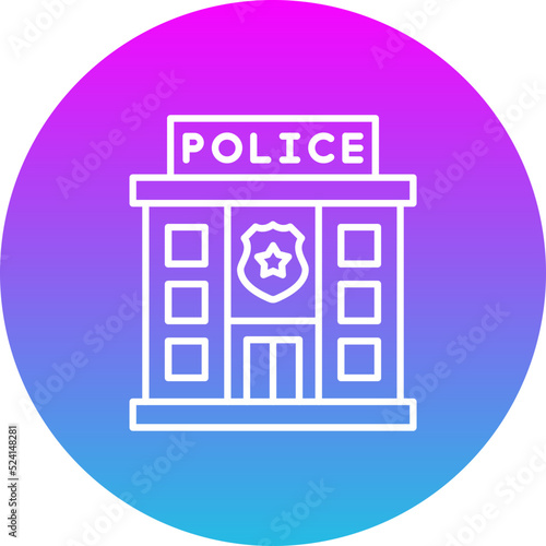 Police Station Gradient Circle Line Inverted Icon