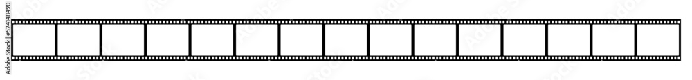 35mm film strip vector design with 15 frames on white background. Black film reel symbol illustration to use in photography, television, cinema, travel, photo frame.
