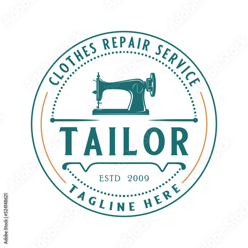 sewing machine logo design. vintage sewing machine icon concept wrapped in emblem, for sewing, clothing repair, and sewing shops.
