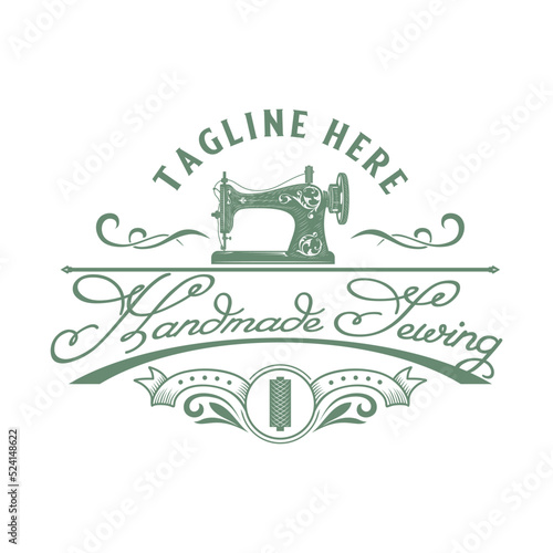 tailor logo. silhouette of traditional sewing machine for tailor shop, textile and clothing production