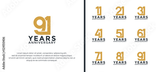 set of anniversary logotype brown and black color on white background for celebration moment
