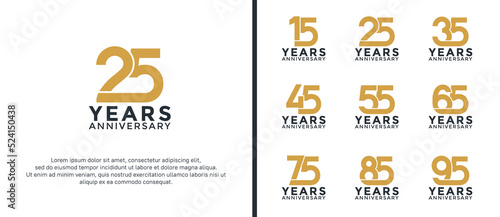 set of anniversary logotype brown and black color on white background for celebration moment