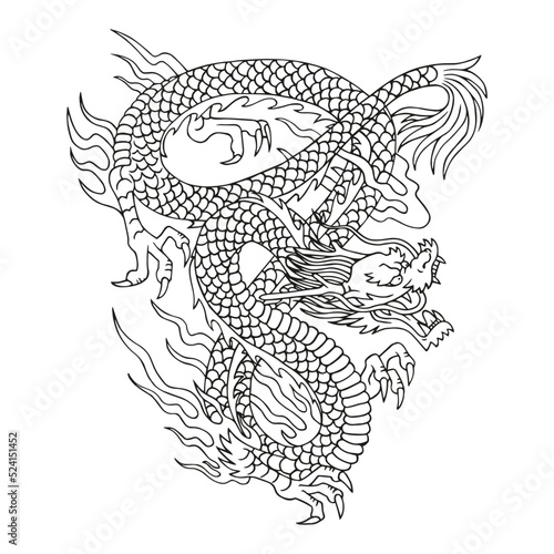 Isolated draw chinesse dragon zodiac vector illustration photo