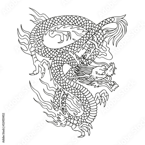Isolated draw chinesse dragon zodiac vector illustration