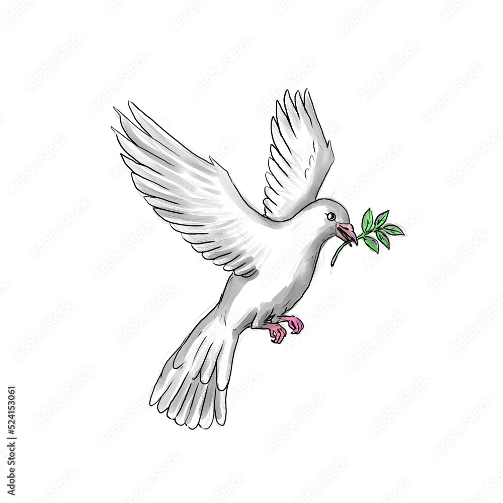 Fototapeta premium Dove Olive Leaf Tattoo