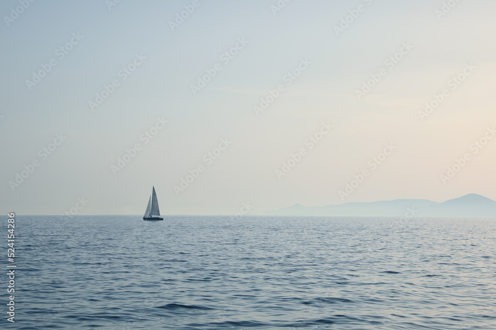 Beautiful view of yacht in sea on sunny day