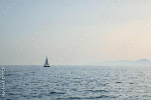 Beautiful view of yacht in sea on sunny day