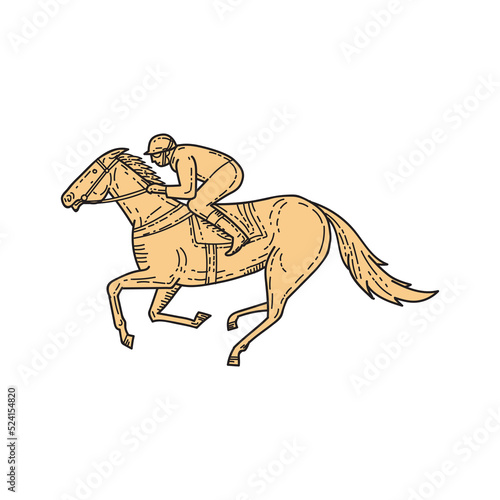 Jockey Horse Racing Side Mono Line © patrimonio designs