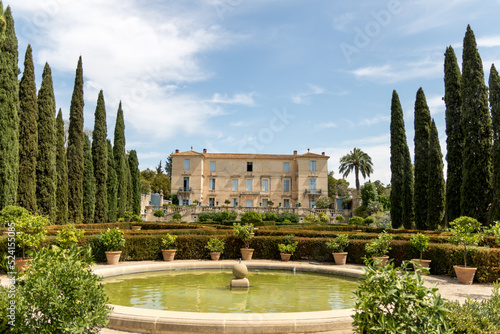 garden fountain at Château de Flaugergues in Montpellier