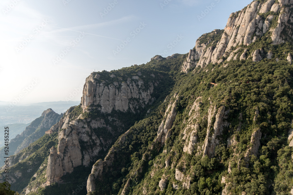 sunny cliffs of montserrat in catalonia spain