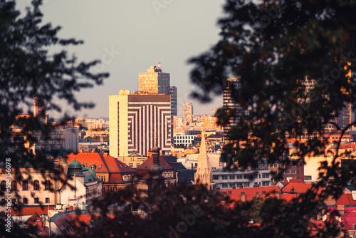 Sunset city landscape in Bratislava, Slovakia