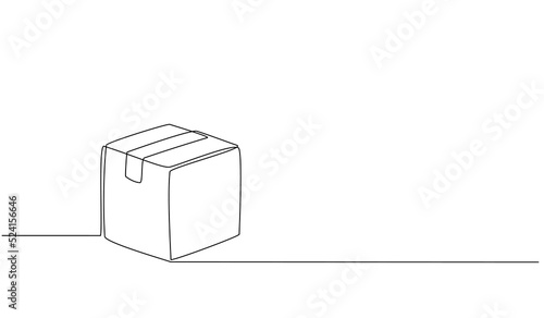 Continuous one line drawing of a cardboard box. Online shopping concept, fast delivery, carton box, shipping and packaging. Transport, cardboard box in doodle style. vector illustration