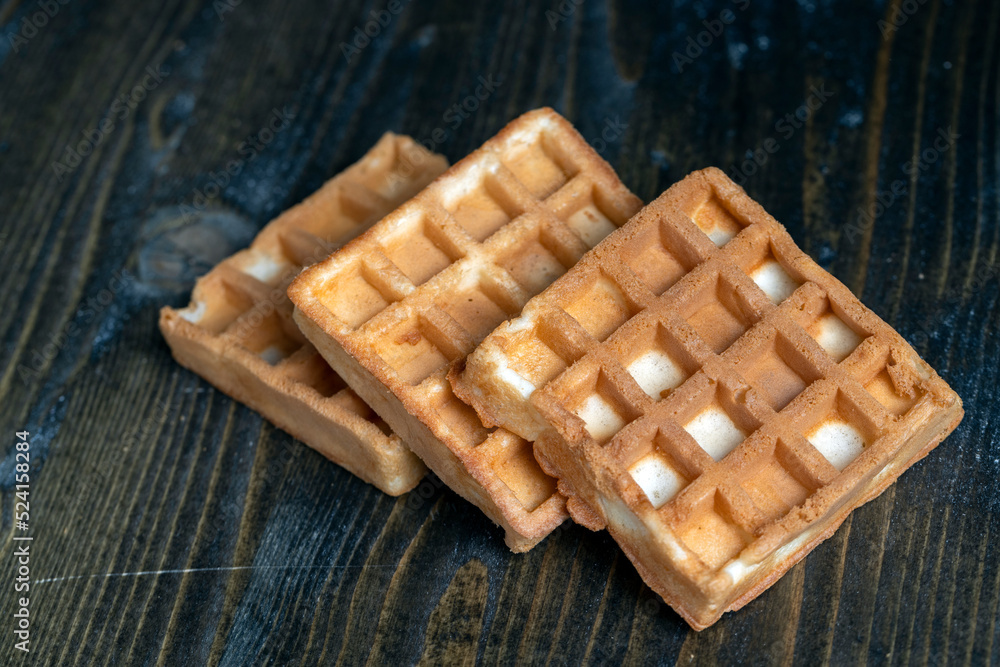square sweet soft waffles on the table square sweet soft waffles on the table