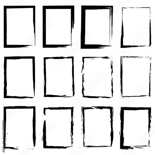 Hand drawn frame set. Brush texture. Vector illustration. Stock image.