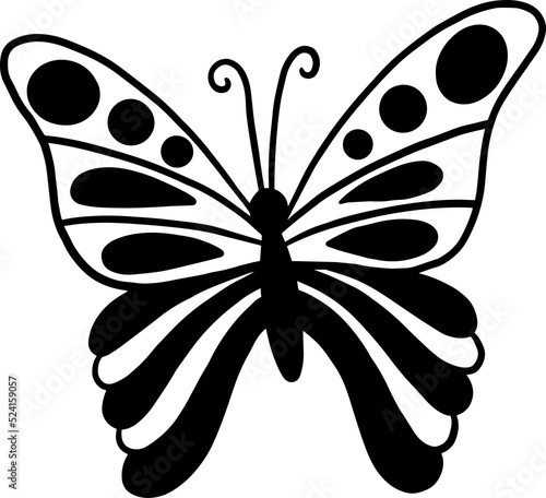 silhouette black pretty Butterfly butterflies Animal Hand Drawn illustration © morspective