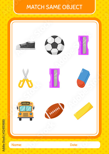 Match with same object game pencil sharpener. worksheet for preschool kids, kids activity sheet