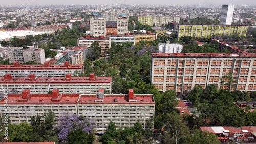 Backwards Shot Of Residential Living Place  At Tlatelolco, Green Areas, Mexico City photo