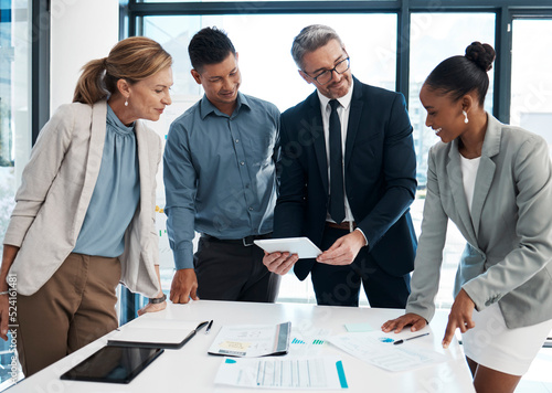 Fotografie Leadership vision, collaboration and teamwork of a business team in an office work meeting