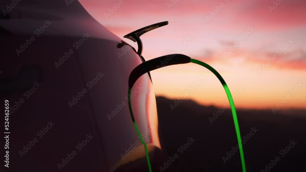 Vidéo Stock RED camera slow motion footage of charging electric car