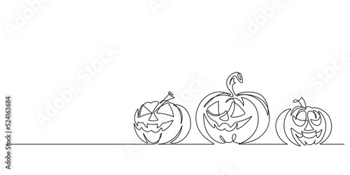 spooky jack o lantern halloween pumpkin set in continuous line drawing