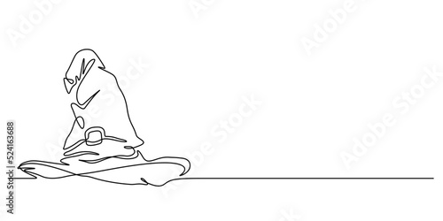 witch hat in continuous line drawing style wallpaper