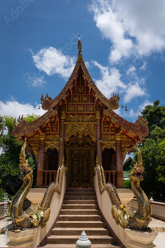 Beautiful Baan Tawai Temple is a famous place and travel destination attraction in Hang Dong, Chiang Mai, Northern Thailand. photo