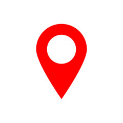 red pin point. map address location pointer symbol