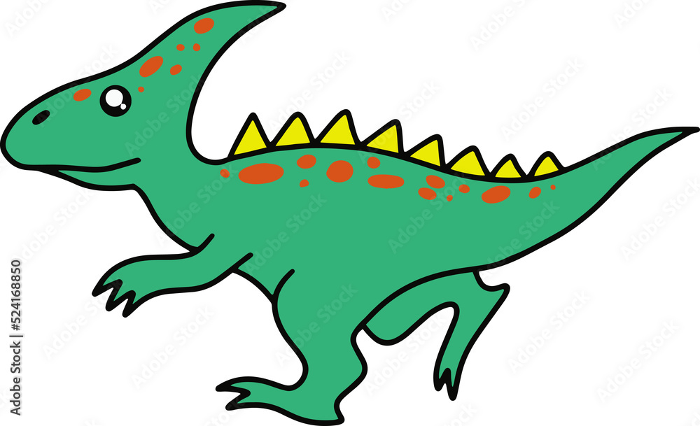 Fototapeta premium Cute Dinosaurs Fossil cartoon doodle character Hand drawn flat line art