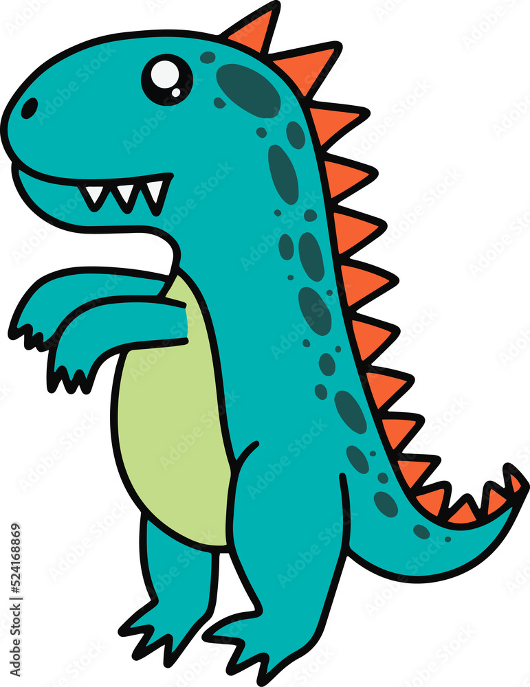 Obraz premium Cute Dinosaurs Fossil cartoon doodle character Hand drawn flat line art