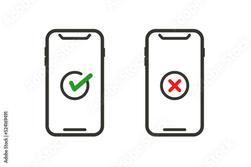 Cell phone with completed and canceled checklist.