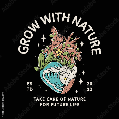 vintage old school nature illustration design