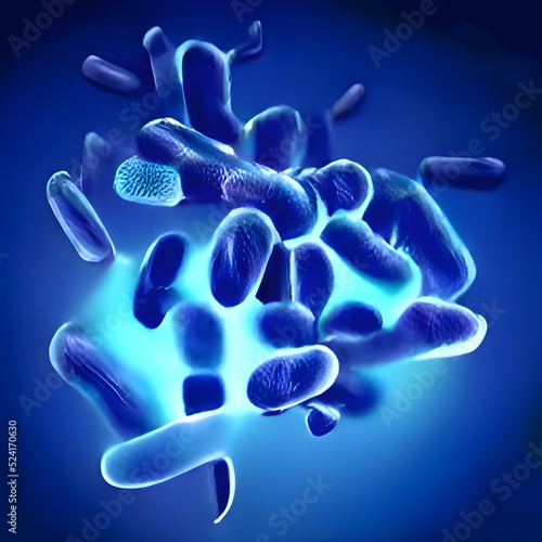 3D Bacteria Lactobacillus, illustration. Normal flora of small intestine, lactic acid bacteria. Probiotic bacterium photo