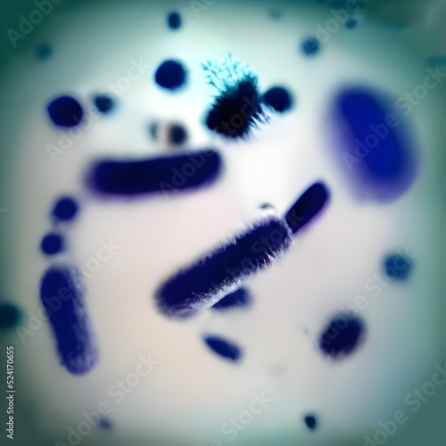Escherichia Coli (E. Coli.) cells or 3D bacteria under microscope photo