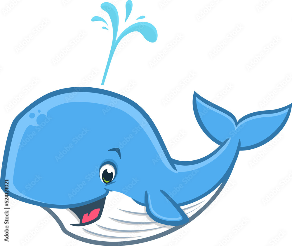 Cartoon Happy Whale Stock Illustration | Adobe Stock