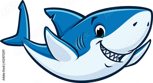 Transparent background illustration of a funny  friendly shark for design element © mumut