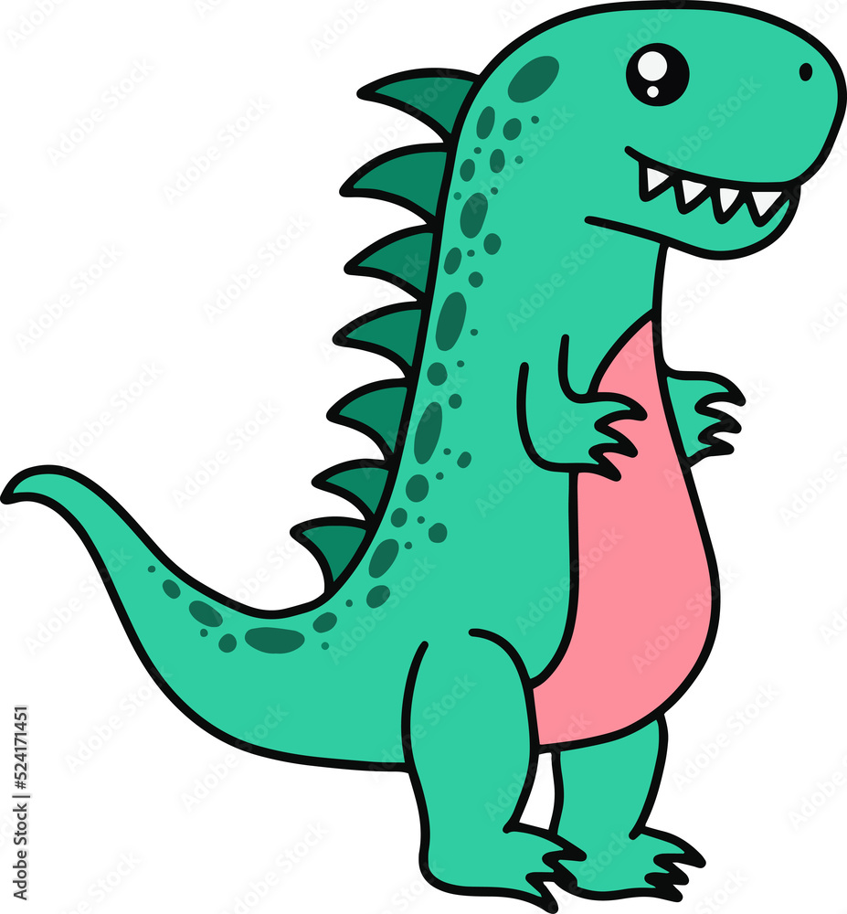 Obraz premium Dino Fossil Dinosaurs Baby kids Animal Cartoon Doodle Funny Clipart