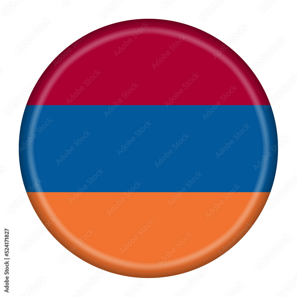 Armenia flag button 3d illustration with clipping path Armenia flag button 3d illustration with clipping path